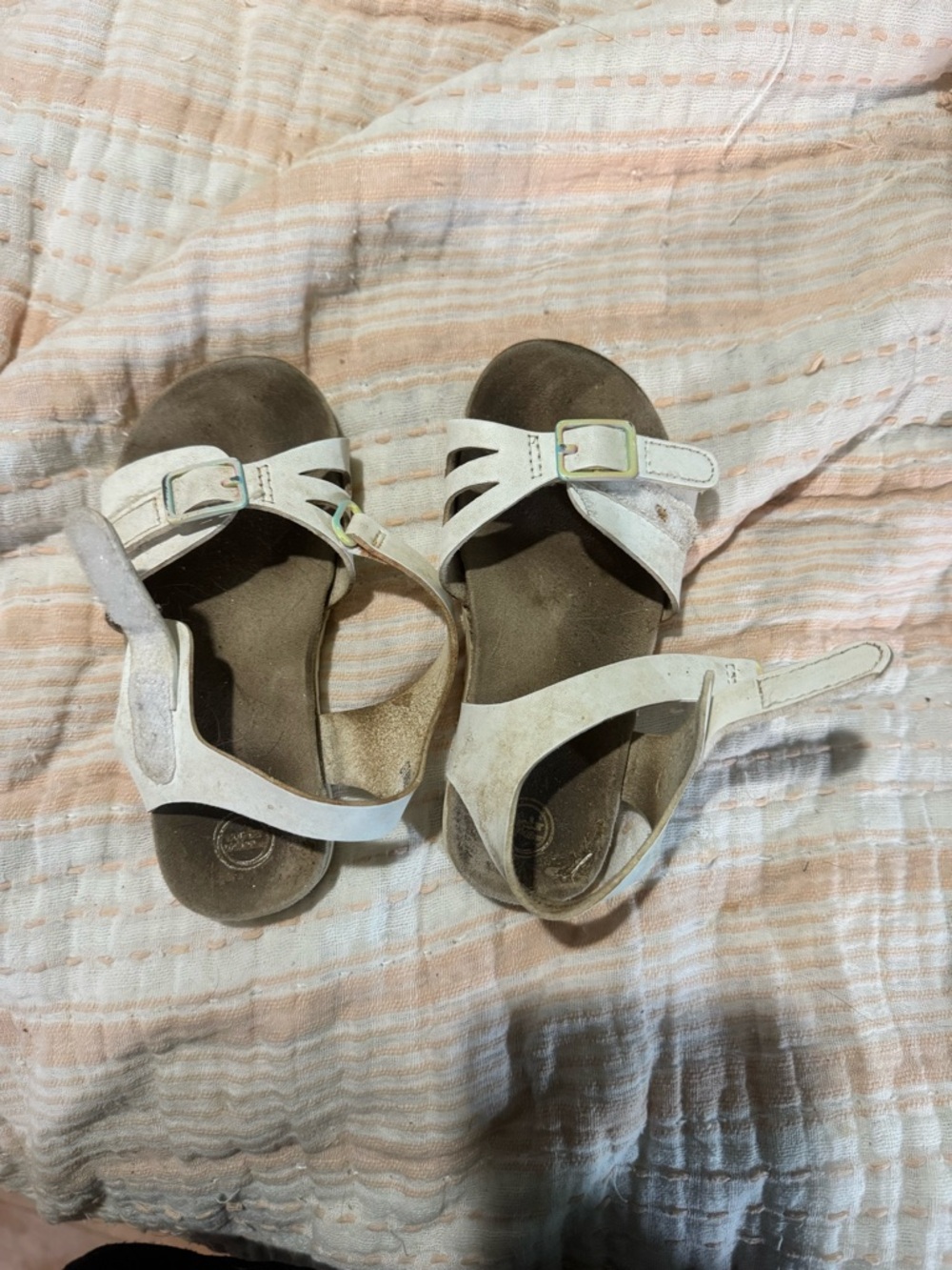 wonder nation White Girls' Strappy Buckle Sandals